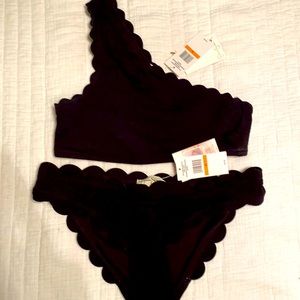 Jessica Simpson black scalloped bikini size small